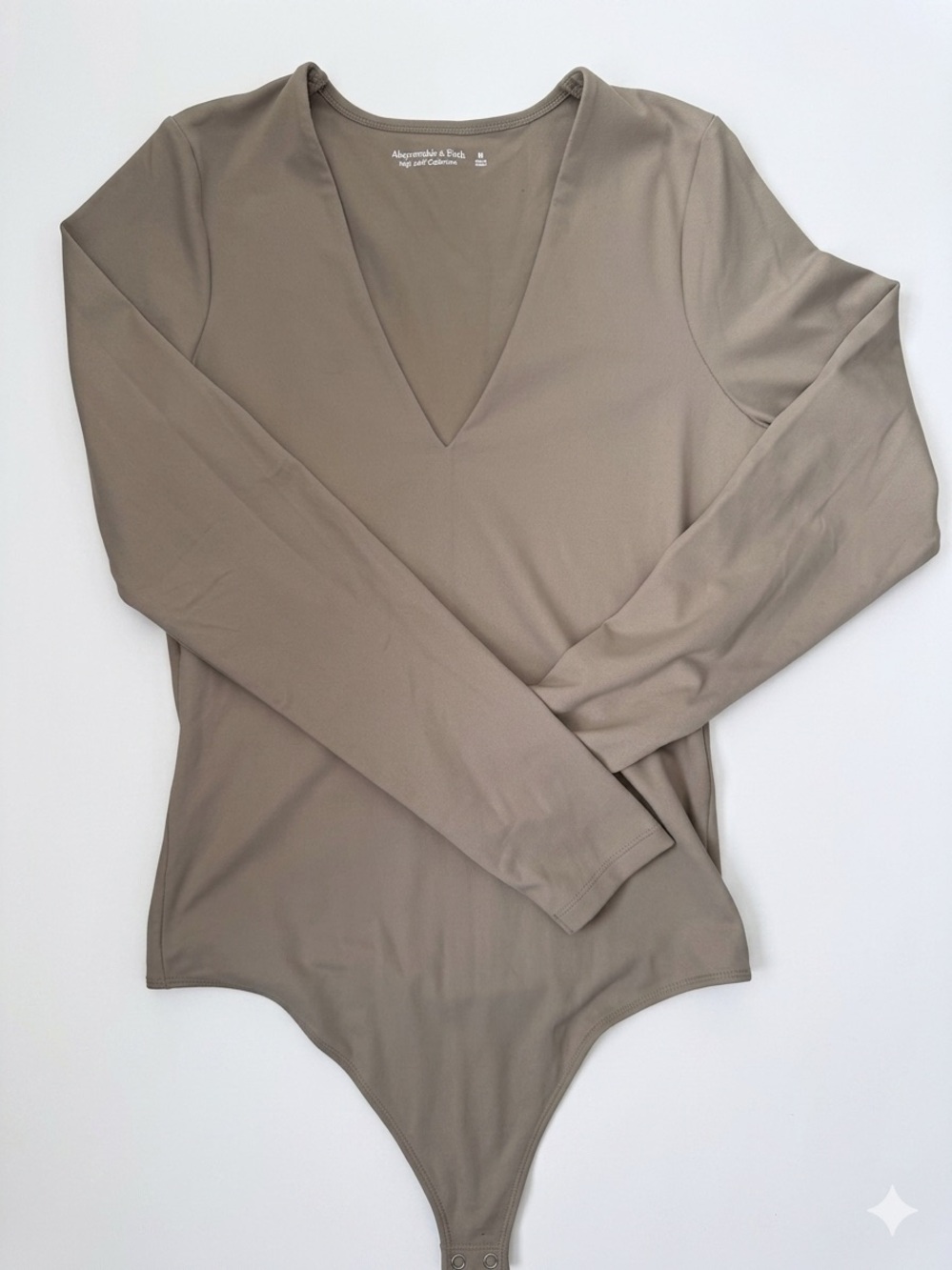 Abercrombie & Fitch Taupe V-Neck Long Sleeve Bodysuit